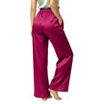 thumbnail image 3 of Nugftut Womens Pajama Pants High Waist Satin Wide Leg Pants with Pockets Soft Comfortable Loungewear Pajamas, 3 of 7