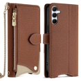 thumbnail image 1 of For Samsung Galaxy A35 5G Leather Case Wallet Stand Cover Irregular Tail Style with Chain Strap - Gr, 1 of 5