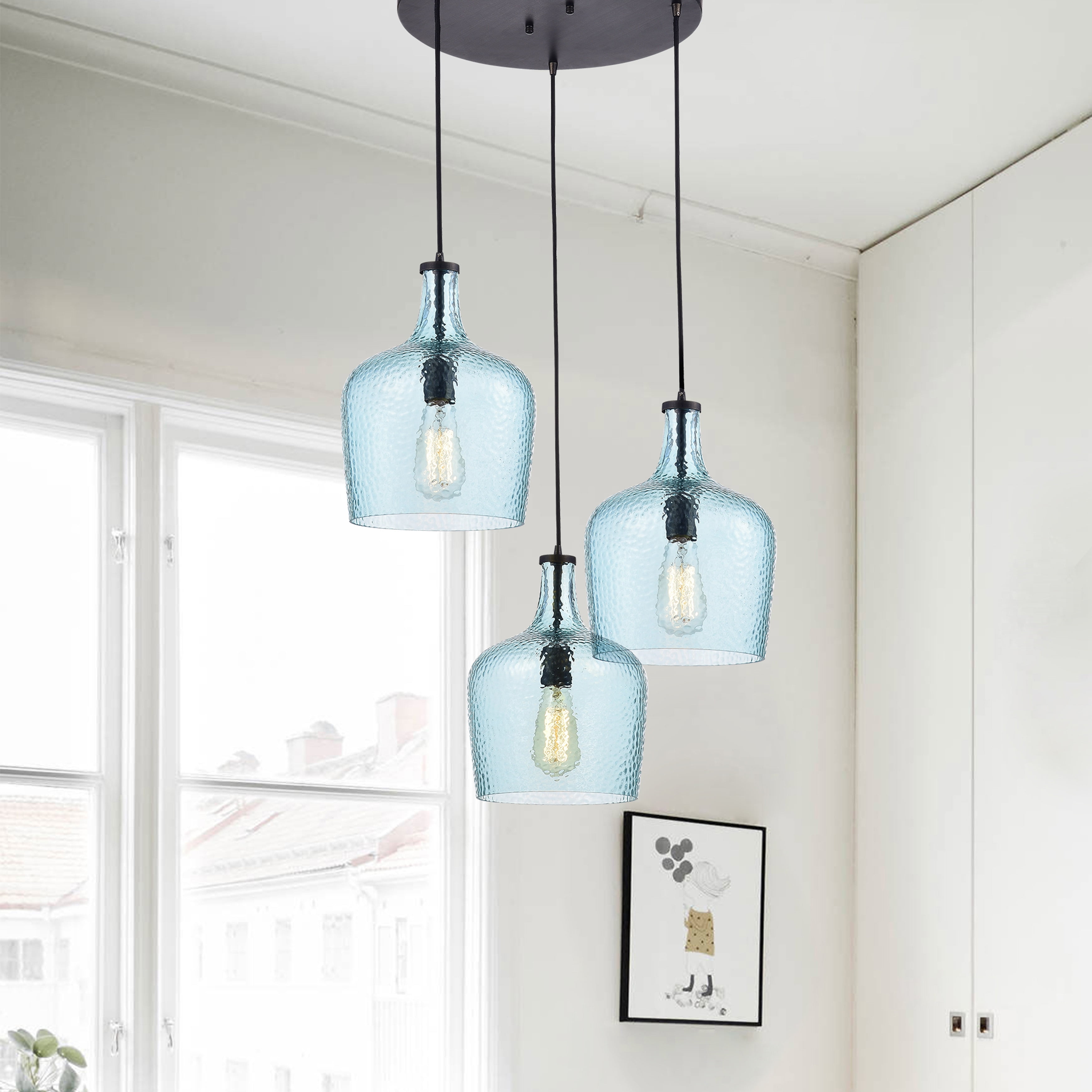 The Lighting Store Belinda Blue Glass Cluster Pendant Chandelier
