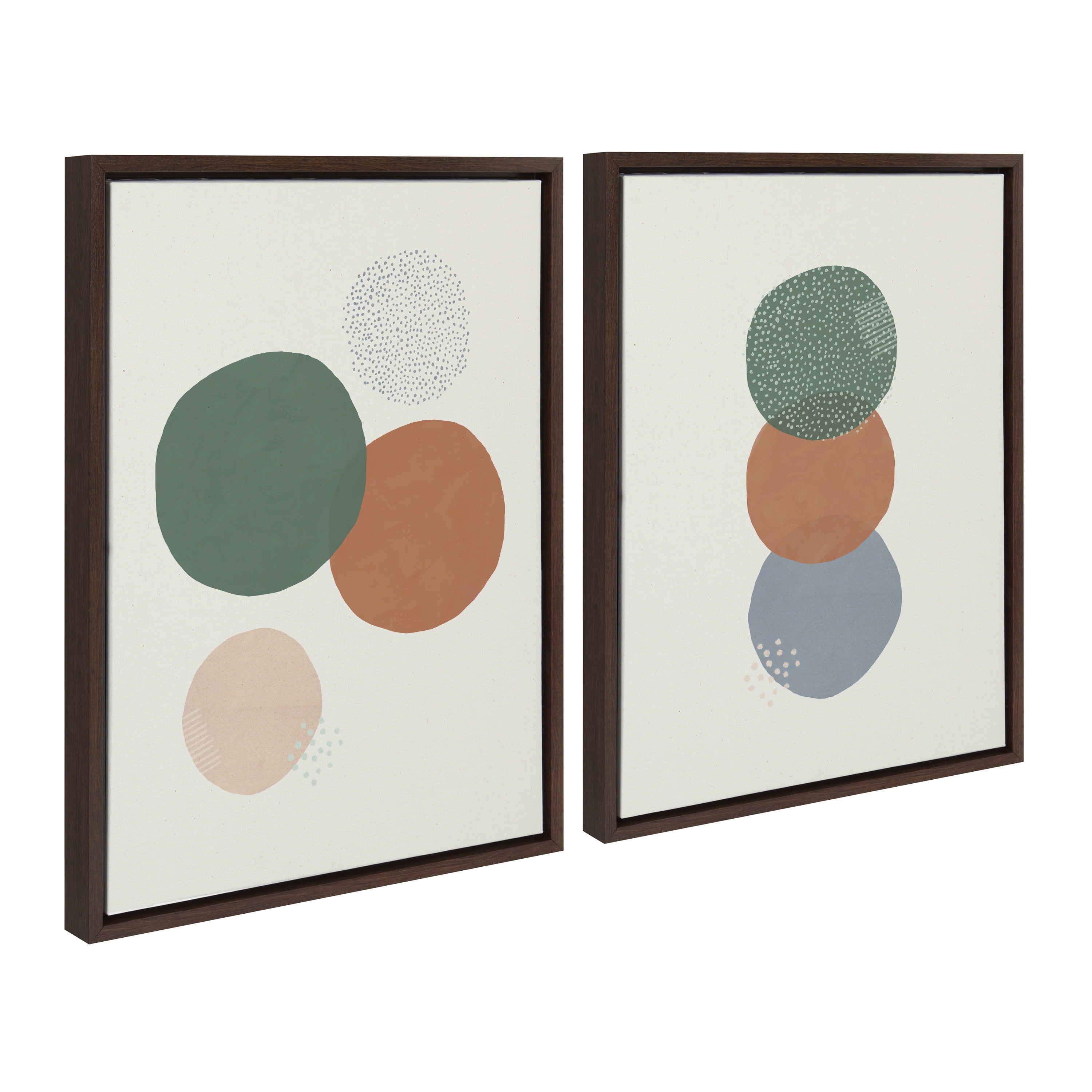 Sylvie Abstract Soft Circles Part 1 and 2 18 in x 24 in Framed Painting Canvas Art Prints, by Kate and Laurel Set of 2