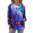 thumbnail image 4 of White Wolves in Floral Forest Men's Women Vintage 3D Hooded Sweatshirt - All-Season Loose Fit Streetwear, 4 of 6