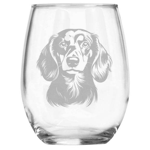 Dachshund Breed Themed Engraved Stemless Wine Glass, Unique Pet Gift for Dachshund Mom/Dad, Dog Lover Gifts for Her/Him