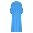 thumbnail image 5 of GaThRRgYP Women's Casual Tunic Boho Short Sleeve Dress,Ladies' Casual V-neck Three-quarter Sleeve Cotton and Linen Pocket Dress Blue XXXL, 5 of 9