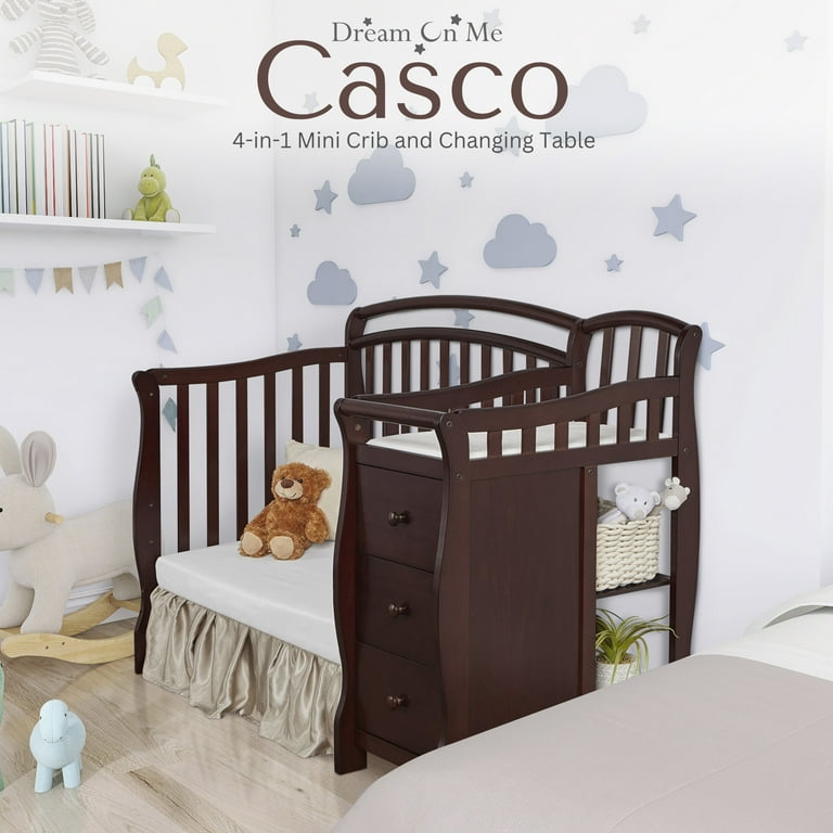 Free Shipping Dream On Me Casco 4 in 1 Mini Crib and Dressing Table Espresso Walmart
