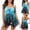 Blue, variant on EQWLJWE Womens Swimsuit Split Fashion Print Two Piece Bathing Suit Swimwear Top with Shorts Slimming Bathing Suit Bottoms for Women