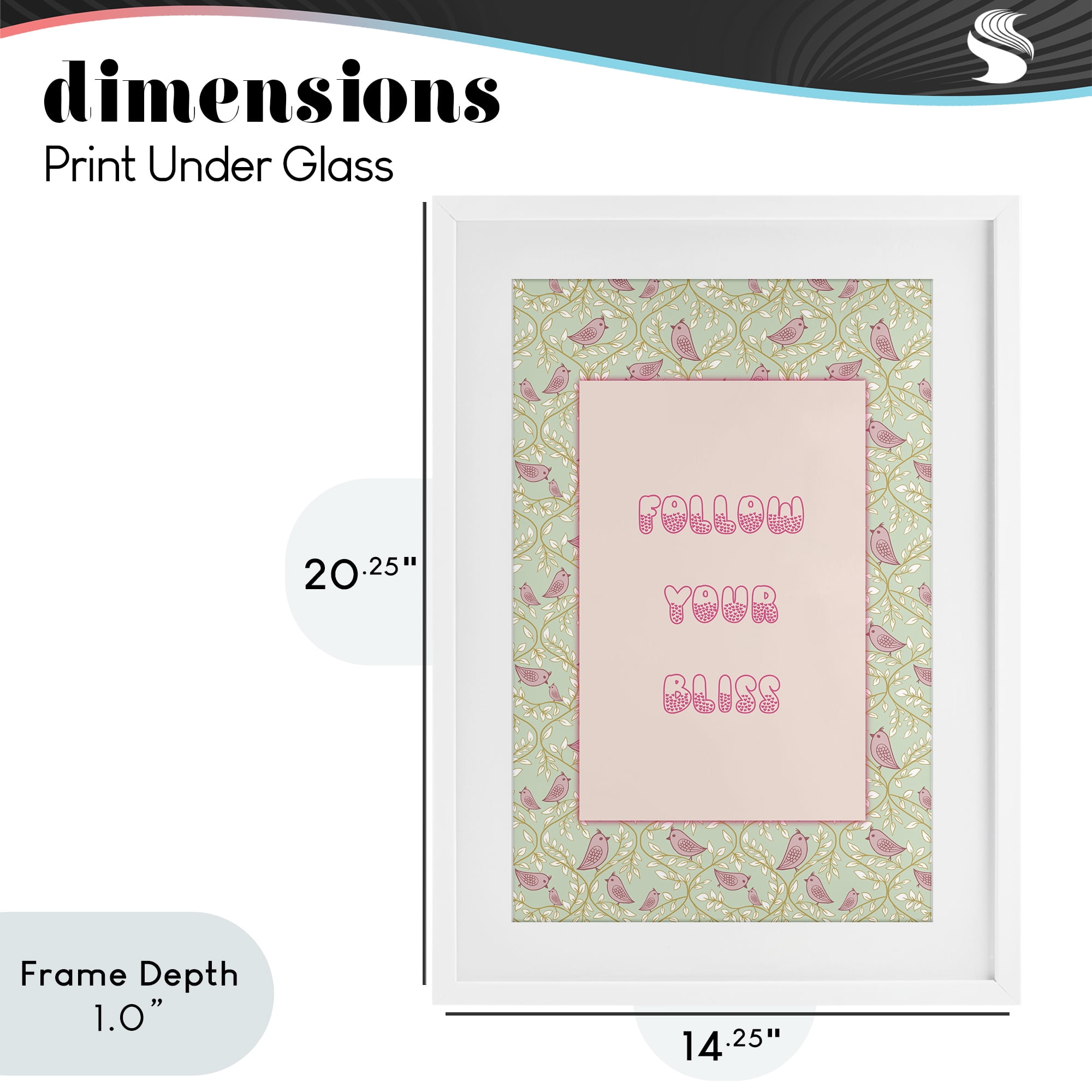 Stupell Industries Follow Your Bliss White Framed Print Under Glass, design by Pooja Dave