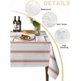 thumbnail image 3 of Red Striped Tablecloth Rectangle Table Cloth 60x102,Waterproof Outdoor Table Cloth Covers Decorative Table Protector,Rustic Red Stripe Modern Art Beige Washable Table Cover for Kitchen Dinning Party, 3 of 8