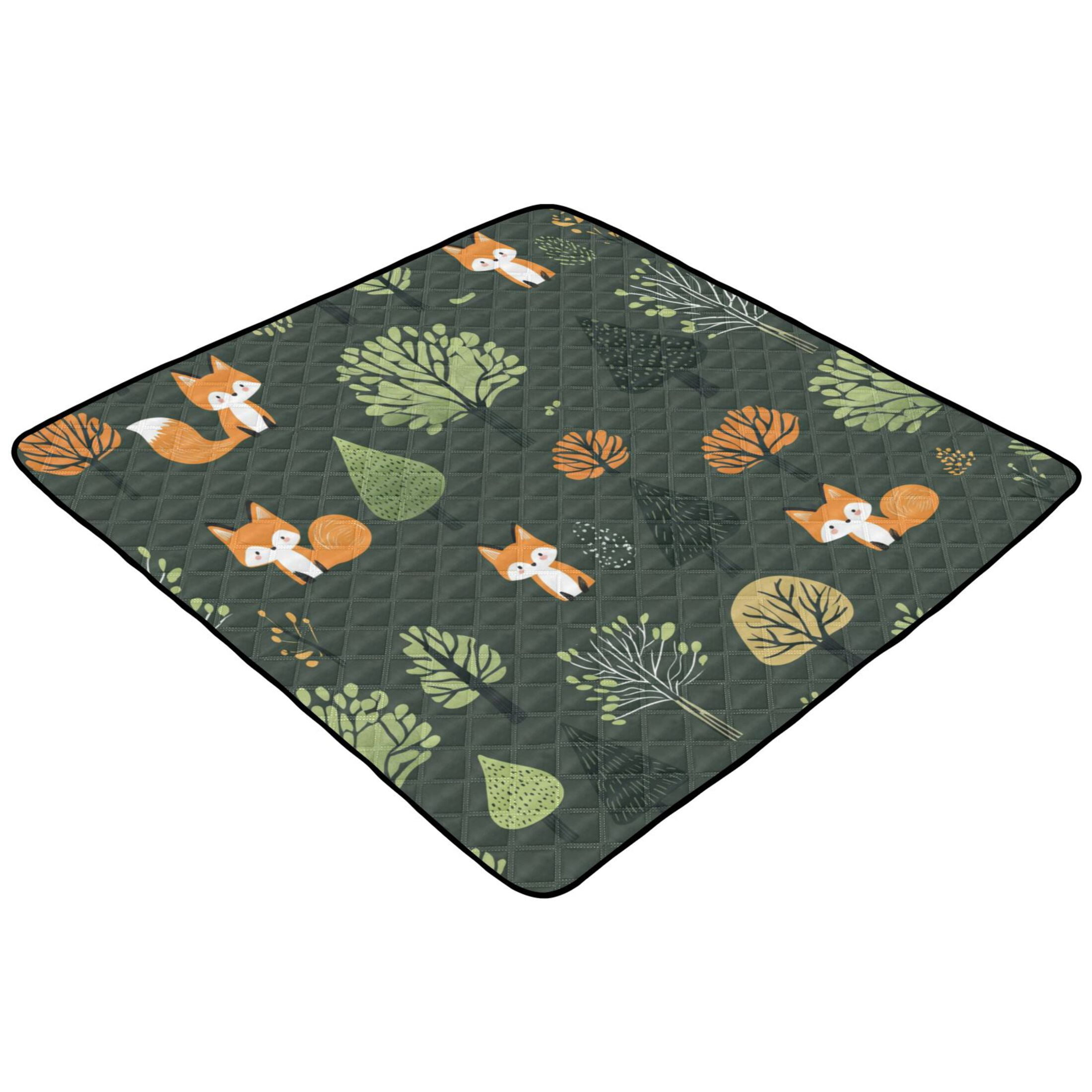 WOBOGO Foxes in The Forest Baby Playmats Extra Large Waterproof Rollable Activity Pads for Toddlers 50×50inch
