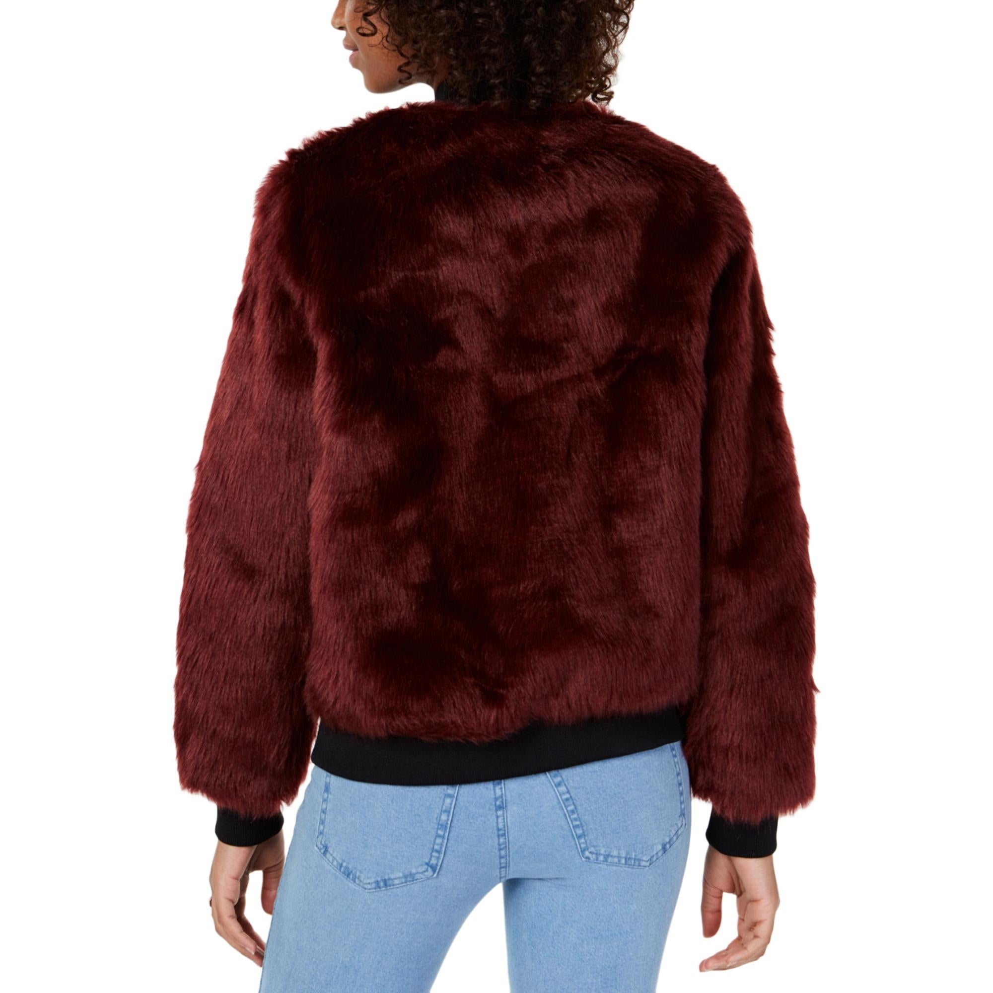 Say What? Juniors' Faux-Fur Jacket Red Size Extra Large - image 2 of 3
