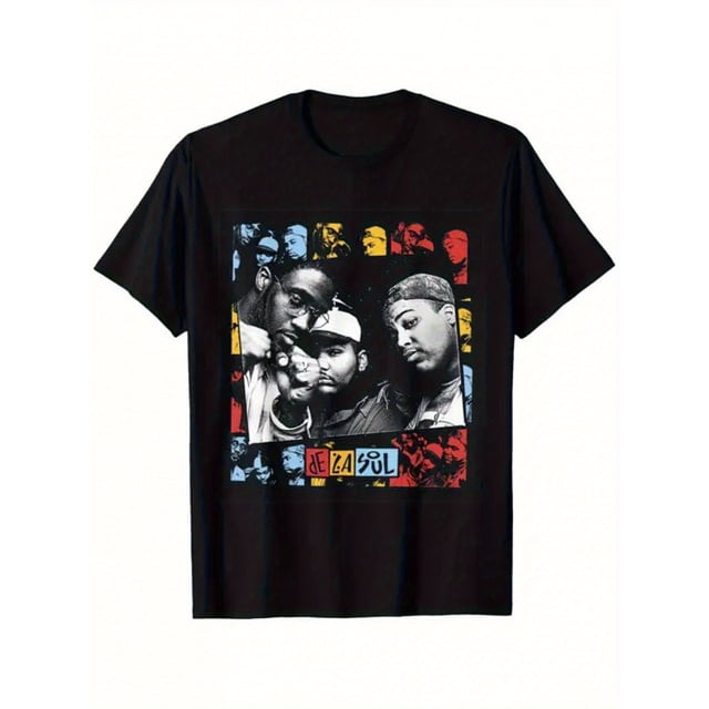 T-shirt Graphique à Thème Musical Officiel - Design en Blocs de Couleur Vibrants, Col Rond Unisexe, Coupe Régulière, Décontracté pour Extérieur