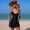 Black, variant on Swim Rompers for Women Tummy Control One Piece Round Neck Swimsuits with Short Modest Sporty Bathing Suit Swimwear with Pockets Coffee M