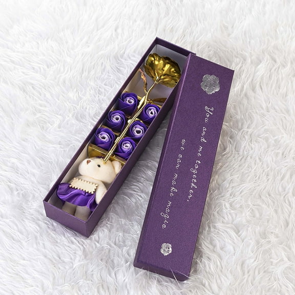 Decorative Roses Gold Plated Rose Soap Flower Bouquet 1pcs Set with Gift Box Romantic Anniversary Valentine's Day Gift JASKFLY