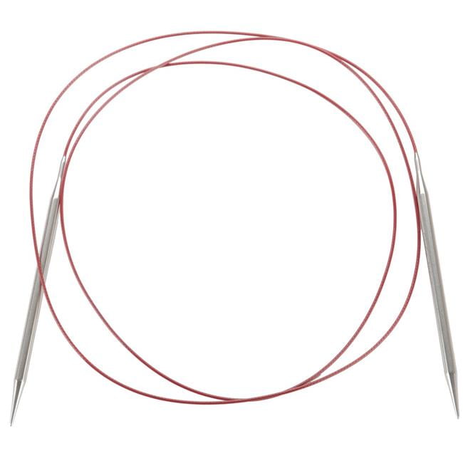 Red Lace Stainless Steel Circular Knitting Needles 60'-Size 8/5mm
