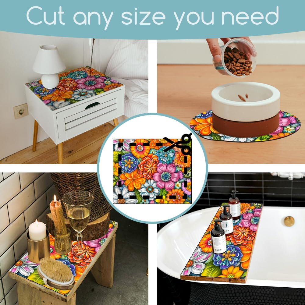 Boho-Flower Washer Dryer Dust Cover 23.6×19.7inch Mandala Washing Machine Top Protector Pads Non Slip Washing Machine Top Covers