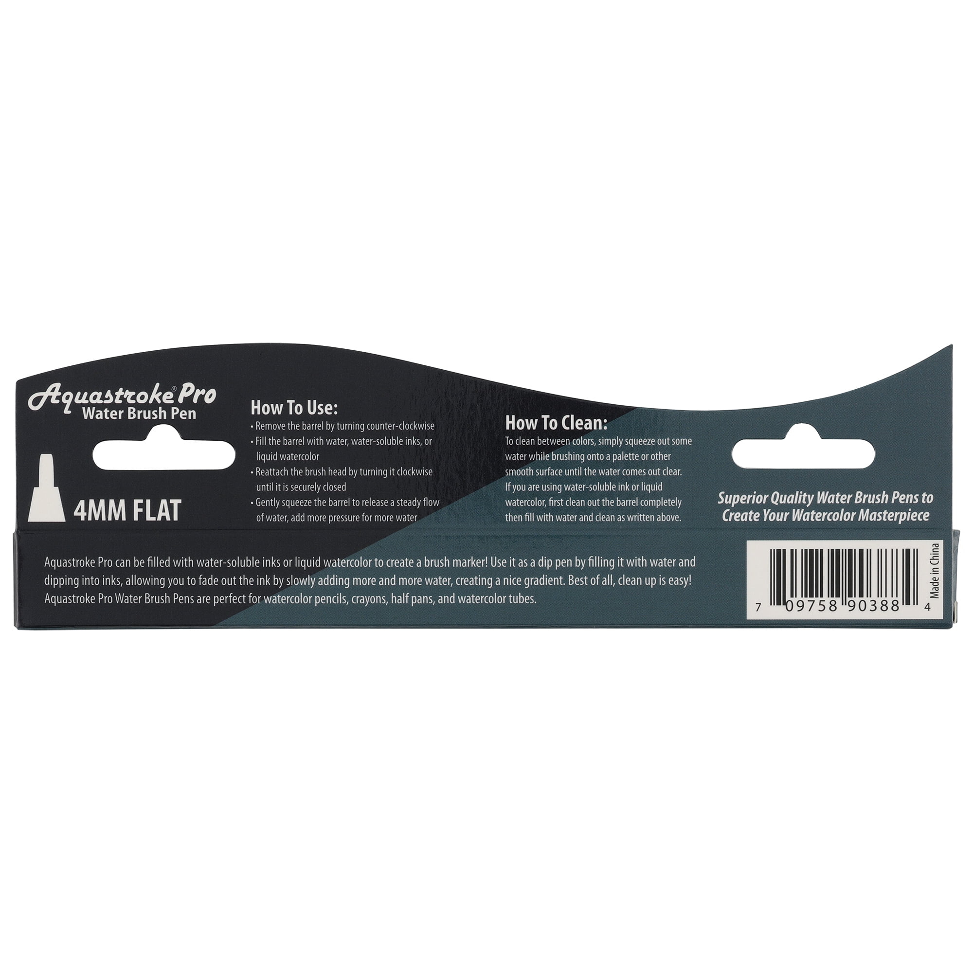 Creative Mark Aquastroke Pro Water Brush Pen - Water Soluble Paint Brushes Perfect For On-The-Go Or In The Studio - Flat (Small)