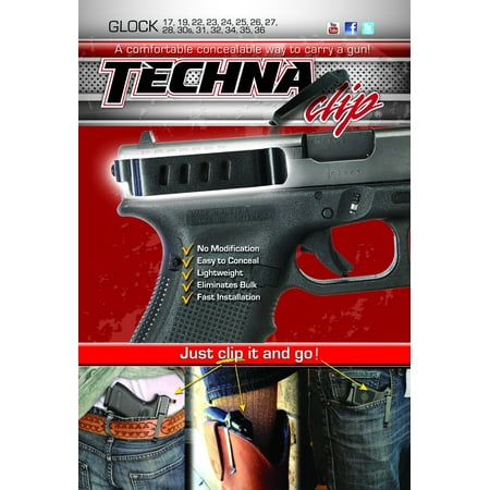 Techna Clip GLOCKBRL Conceal Carry Gun Belt Clip Compatible with Glock 17/19/22/23/24/25/26/27/28/30S/31/32/33/34/35/36 (excluding (The Best Glock For Concealed Carry)