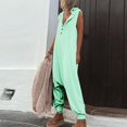 thumbnail image 4 of Fsqjgq Vintage Button Hooded Jumpsuit Summer Women Causal Beach Harem Pants Playsuit Fashion Loose Solid Sleeveless Romper Streetwear Mint Green M, 4 of 6
