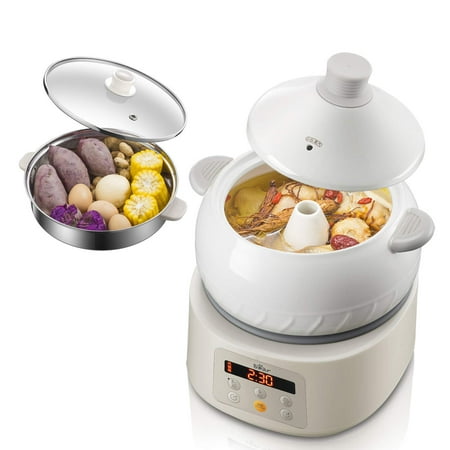 

Bear Multi-function Electric Steam Cooker Ceramic Chicken Soup Maker Slower Cooker Crock Pot with Steamer 3L