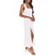 thumbnail image 4 of Sunloudy - Vestido informal para mujer, color sólido, doble lazo lateral, parte inferior con tirantes, abertura alta, dobladillo con volantes, vestido largo Sunloudy moda, 4 of 9