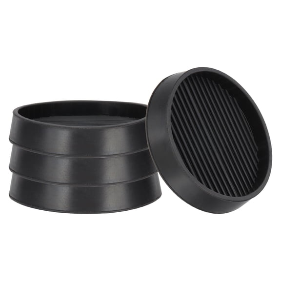 Uxcell Round Rubber Caster Cups 3 Inch, 4 Pcs Anti-Sliding Furniture Pads Leg Coasters for Hardwood Floors, Black