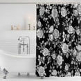 thumbnail image 4 of Black Rose Waterproof Fabric Shower Curtain,Vintage Pastoral Botanical Floral Leaves Vines Waterproof Fabric Shower Curtain for Bathroom Curtains Bathtubs Shower Curtains with 12 Hooks Stall 54x78in, 4 of 8