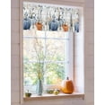 thumbnail image 4 of Blue Pumpkins Fall Curtain Valance for Windows/Kitchen/Living Room/Bedroom, Thanksgiving Eucalyptus Leaves Wooden Rod Pocket Window Treatment Short Drape Topper Small Tier Cafe Curtains Panel 42X12, 4 of 7