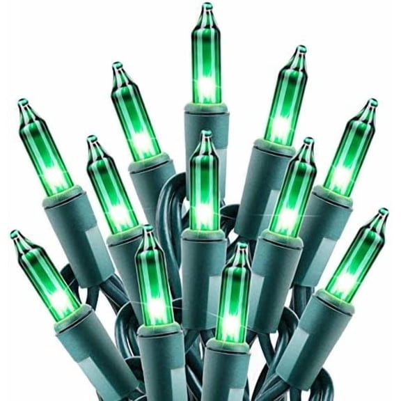 St. Patrick's Day Mini String Lights, 100 Count 27 Feet Detachable Incandescent Bulb Waterproof Green Fairy Lights Plug in for Indoor Outdoor Party Patio Christmas Decoration, Green Wire