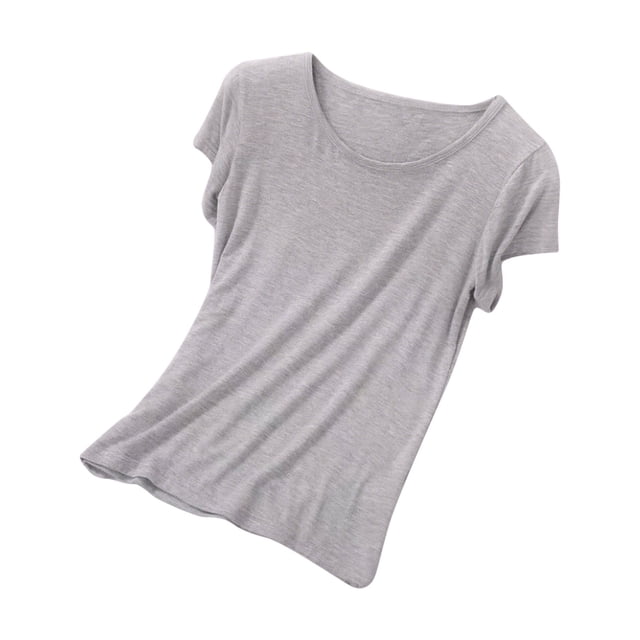 Pyjama pour Femmes, Tenue de Nuit, Manches Courtes, Uni, Haut Décontracté pour la Maison