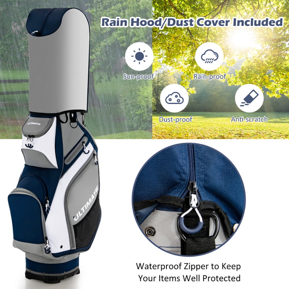 Spaco 10.5 Inch Golf Stand Bag with 14 Way Dividers and 7 Zippered Pockets-Navy, Golf Stand Bag for Men & Women,Multiple Pockets, Lightweight & Durable