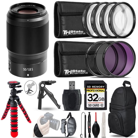 Nikon NIKKOR Z 50mm f/1.8 S Lens + MACRO, UV-CPL-FLD Filter - 32GB Accessory Kit (International Version)