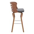 thumbnail image 2 of Benjara Verne 30" Swivel Gray Faux Leather and Walnut Wood Bar Stool, 2 of 5