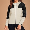 thumbnail image 4 of CHGBMOK Women's Plus Size Rain Jacket Windproof Color Block Long Sleeve Jackets Workout Hiking Zip Up Waterproof Hooded Coat, 4 of 9