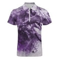thumbnail image 4 of Purple Wolf Men Zipper T-shirt Summer Casual Short Sleeve T-shirt Top, 4 of 7