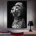 thumbnail image 6 of Mudket Black White Cheetah with Towel Turban Canvas Wall Art, Funny Bathroom Humor Wall Decor Pictures Waterproof Print for Bathroom Powder Room Home Decor , Framed Ready to Hang - 12"L x 8"W, 6 of 9