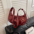 thumbnail image 3 of Bolso de hombro de media luna para mujer bolso de mano sencillo bolso de mano con lazo pequeño de PU bolso Hobo elegante, 3 of 9