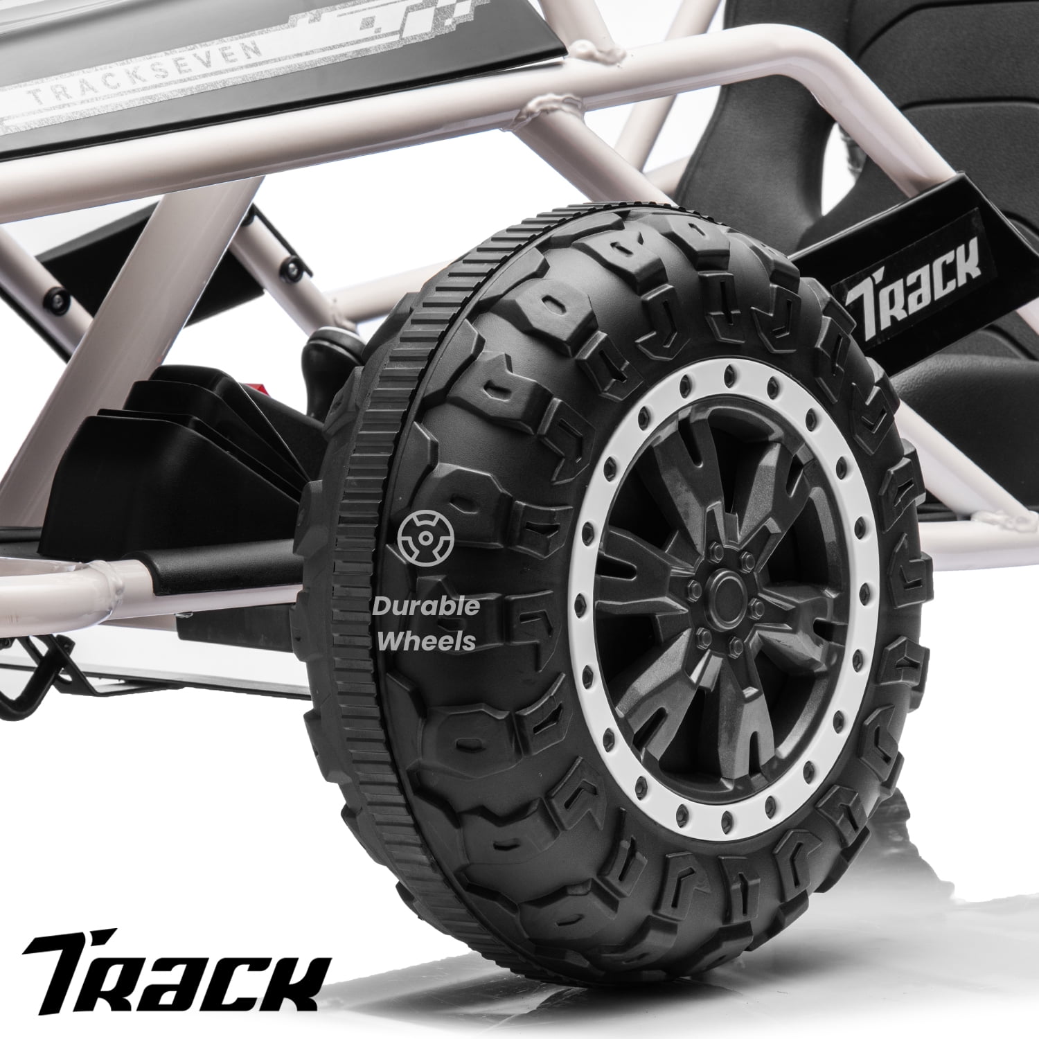 Track 7 24V Electric Go Kart, Racing Go Kart, Independent Electronic Brake Foot Pedal, Durable Full Steel Frame, 4 Mph Max Speed Electric Go Kart, 24V Outdoor Ride On Car for Kids Age 6+, Black