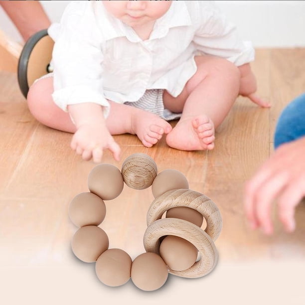 para la dentición Apaciguar la incomodidad Sin rebabas para bebés Juguetes para la dentición para bebés para de Marrón claro Baoblaze Perlas de dentición