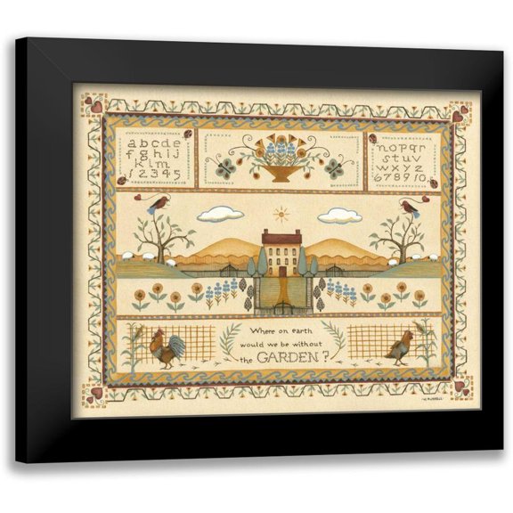Wendy Russell 14x12 Black Modern Framed Museum Art Print Titled - Garden Sampler I