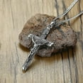 thumbnail image 4 of Crucifix Cross Charms Necklace Pendant Stainless Steel Punk Jewelry For Men Male Jesus Rosary Christening Gift, 4 of 5
