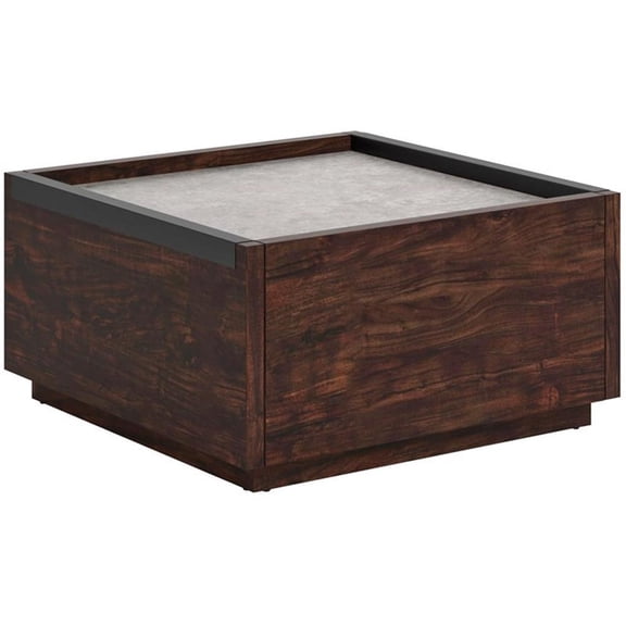 Pemberly Row Engineered Wood Coffee Table in Rich Walnut/Slate Gray