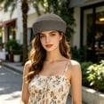 thumbnail image 3 of AJKHSAHDFJ Beret Hats For Hand Woven Church Hat Elegant Hat Artist Painter Hats For Summer Wedding Parties,Gray,7.28,Hat, 3 of 5