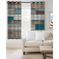 thumbnail image 2 of Turquoise Brown Blackout Curtains 54 Inches Long for Bedroom, Vintage Country Ombre Wooden Grain Thermal Insulated Room Darkening Black Out Window Curtain Panels Grommet Drapes for Living Room, 2 of 8