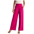 thumbnail image 1 of Women's Business Casual High Waist Wide Leg Trousers - Flowy Fabric, Button Closure, Functional Pockets, S-XXL, 1 of 4