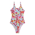 thumbnail image 2 of Girls Tankini Swimsuit Color Blocked Bikini Piece Spaghetti Strap Vacation Top for Women,C,M, 2 of 5