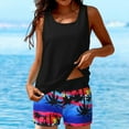 thumbnail image 2 of Manxivoo Swimsuit Coverup for Women Tankini Swimsuits for Women 3 Piece Bathing Suits Swim Tank Top with Boy Shorts and Bra Swimwear Tankini Bathing Suits for Women Black, 2 of 9