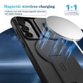 thumbnail image 2 of Dteck 2 In 1 for Samsung Galaxy S24 FE Case, Compatible with MagSafe, Invisible Kickstand HD Screen Protector, Heavy Duty Shockproof Magnetic Phone Cover with Slide Camera Lens Protection,Black, 2 of 9