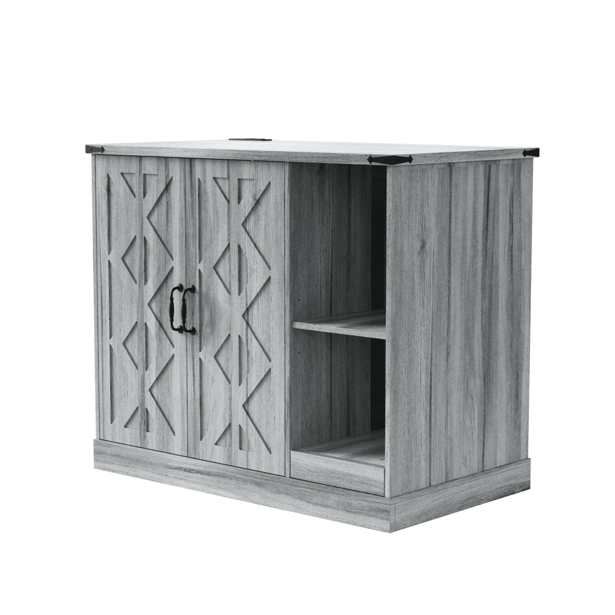Cat Litter Box Cabinet with Power Outlet, Modern Litter Box Furniture for Large Automatic Litter Boxes, Hidden Litter Box Enclosure with Litter Catcher, Adjustable Storage Shelves, Gray