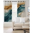 thumbnail image 2 of Teal Brown Blackout Curtains for Bedroom/Living Room, Thermal Insulated Kitchen Curtains, Retro Modern Abstract Art Grommet Darkening Window Treatment Drapes 52"x84"x2, 2 of 8