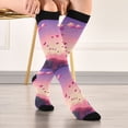 thumbnail image 5 of FORMRS Womens Knee High Socks Casual Long Thick Travel Daily Wear, 1 Pair, Pixel Floating Hearts, 5 of 6