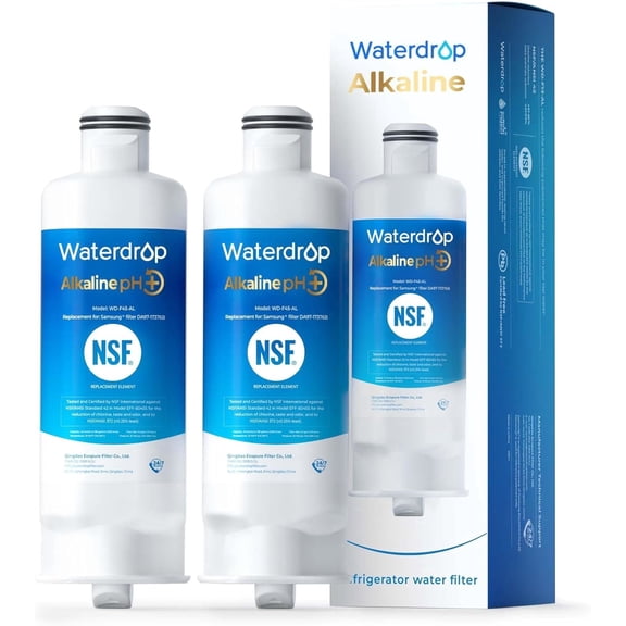 Waterdrop Alkaline WD-F45-AL Refrigerator Water Filter, Replacement for SamsungĀ® DA97-17376B HAF-QIN/EXP, DA97-08006C, RF28R7201SR, RF28R7351SG, Enhances pH, 2 Pack
